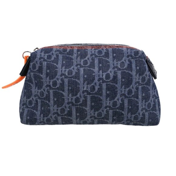 Christian Dior Navy Canvas Flight Trotter Cosmetic Pouch Bag - Picture 1 of 9